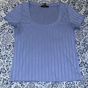 Blue Large Scoop Neck Forever 21 Top